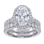 14K White Gold 4.53CT Oval Diamond Bridal Set