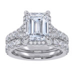14K White Gold 4.53CT Emerald Cut Diamond Bridal Set