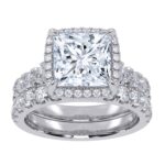 14K White Gold 4.53CT Princess Cut Diamond Bridal Set