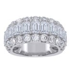Men's 5ct Lab Grown Baguette and Round Diamond Band in 14K White Gold