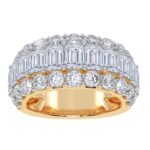 Men's 5ct Lab Grown Baguette and Round Diamond Band in 14K Yellow Gold