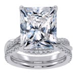 10K White Gold 4.33CT Radiant Cut Diamond Bridal Set