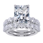 10K White Gold 6.51CT Radiant Cut Diamond Bridal Set