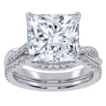 10K White Gold 4.33CT Princess Cut Diamond Bridal Set