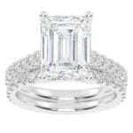 10K White Gold 5.00CT Emerald Cut Diamond Bridal Set