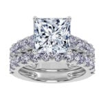 10K White Gold 5.00CT Princess Cut Diamond Bridal Set