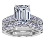 10K White Gold 5.00CT Emerald Cut Diamond Bridal Set