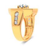 Men's 3ct Lab Grown Diamond Octagonal Sunburst Ring in 14K Yellow Gold - Image 2