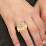 Men's 3ct Lab Grown Diamond Octagonal Sunburst Ring in 14K Yellow Gold - Image 4