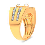 Men's 3ct Lab Grown Emerald-Cut Diamond Sunburst Ring in 14K Yellow Gold - Image 2