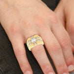 Men's 3ct Lab Grown Emerald-Cut Diamond Sunburst Ring in 14K Yellow Gold - Image 4