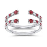 14K White Gold 0.54CT Natural Ruby GUARD with 0.25CT Lab Grown Diamonds