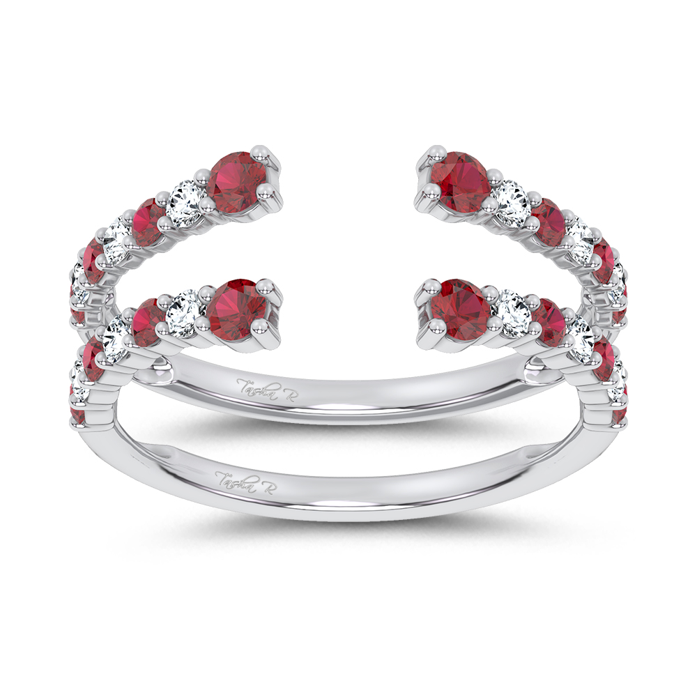 14K White Gold 0.54CT Natural Ruby GUARD with 0.25CT Lab Grown Diamonds - Image 1