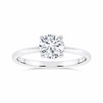 1.00 CT Round Lab Diamond Solitaire Engagement Ring, 10K White Gold