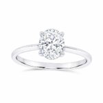 1.00 CT Oval Lab Diamond Solitaire Engagement Ring, 10K White Gold