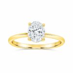1.00 CT Oval Lab Diamond Solitaire Engagement Ring, 10K Yellow Gold