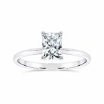 1.00 CT Radiant Lab Diamond Solitaire Engagement Ring, 10K White Gold