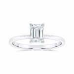 1.00 CT Emerald Lab Diamond Solitaire Engagement Ring, 10K White Gold