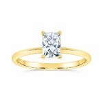 1.00 CT Radiant Lab Diamond Solitaire Engagement Ring, 10K Yellow Gold