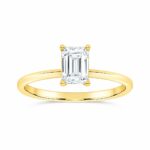 1.00 CT Emerald Lab Diamond Solitaire Engagement Ring, 10K Yellow Gold
