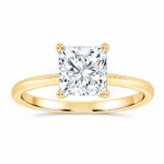 0.50 CT Princess Lab Diamond Solitaire Engagement Ring, 10K Yellow Gold