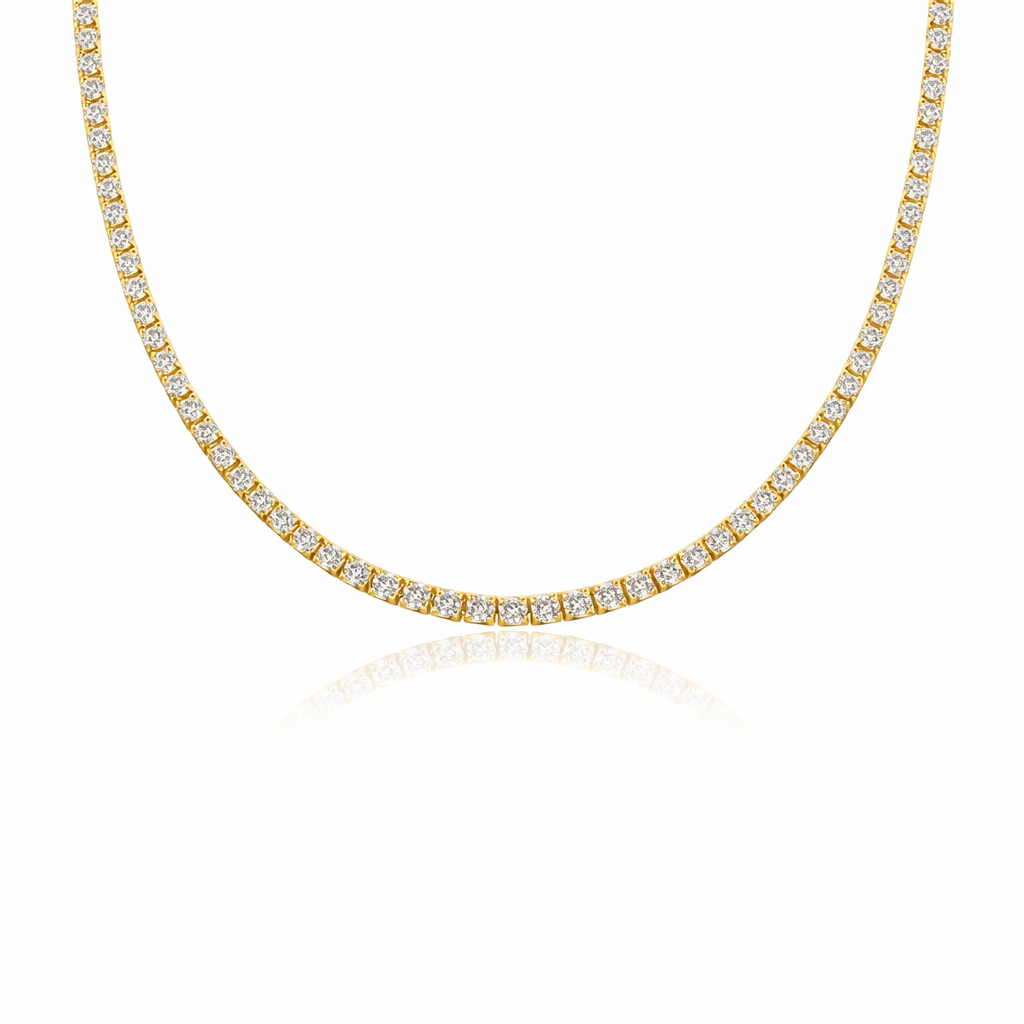 12 CT. T.W. Diamond Tennis Necklace in 14K Yellow Gold 17″ - Image 1
