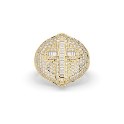 3.45CT T.W. Men's Cross Ring with Round and Baguette Diamonds
