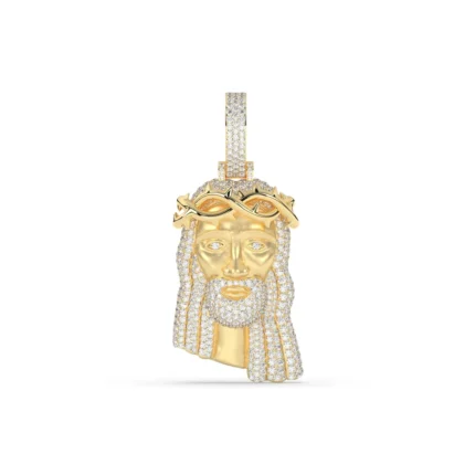 Mens Jesus Head Pendant with Diamonds