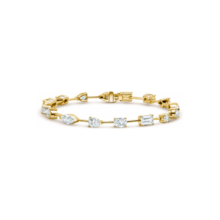 6.7 CT. T.W. Multi-Shape Diamond Tennis Bracelet in 14K Yellow Gold