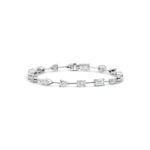 6.7 CT. T.W. Multi-Shape Diamond Tennis Bracelet in 14K White Gold