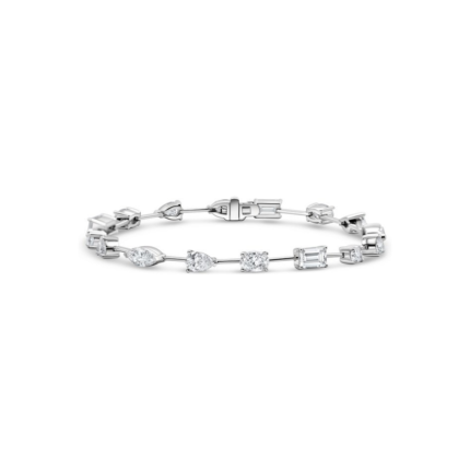 6.7 CT. T.W. Multi-Shape Diamond Tennis Bracelet in 14K White Gold
