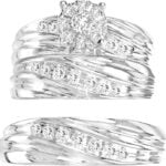 0.63ct Natural Diamond Trio Wedding Set in 14K White Gold