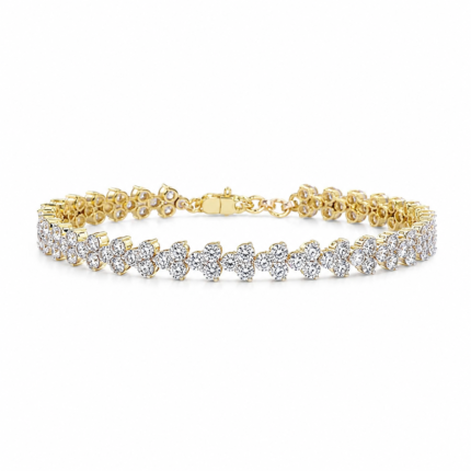 6.5 CT. T.W. Flower Set Diamond Tennis Bracelet in 14K Yellow Gold