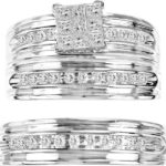 0.53ct Natural Diamond Trio Wedding Set in 14K White Gold