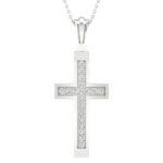 0.05ct Natural Diamond Cross Pendant in 10K White Gold
