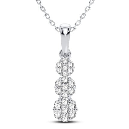 1ct Natural Diamond Flower Pendant in 14K White Gold