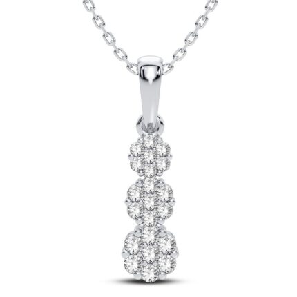 0.50ct Natural Diamond Flower Pendant in 10K White Gold