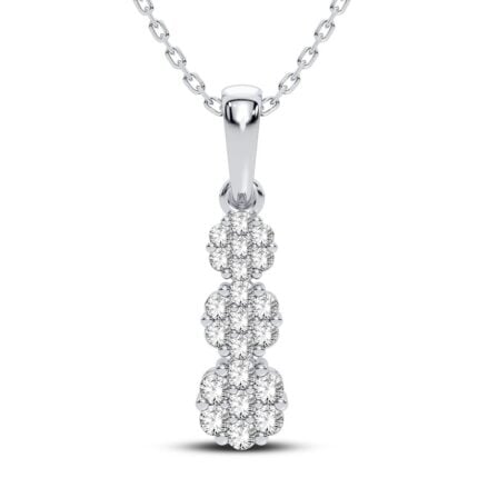 0.22ct Natural Diamond Flower Pendant in 10K White Gold