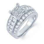 2.62ct SI Princess Cut Diamond Bridal Set in 14K White Gold