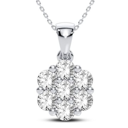 0.25ct Natural Diamond Flower Pendant in 14K White Gold