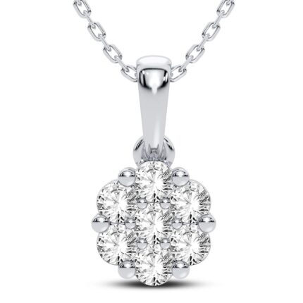 0.50ct Natural Diamond Flower Pendant in 14K White Gold