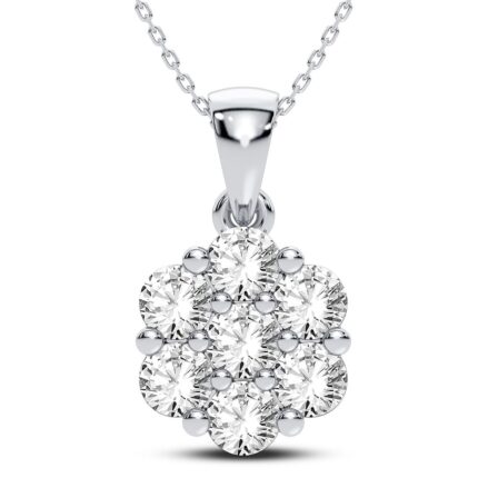0.75ct Natural Diamond Flower Pendant in 14K White Gold