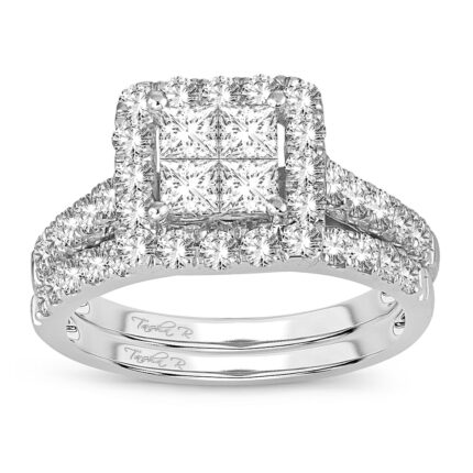 1.75ct Natural Diamond Bridal Set in 14K White Gold