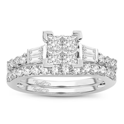 1.50ct Natural Diamond Bridal Set in 14K White Gold