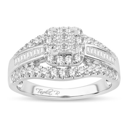 1ct Princess Cut Diamond Bridal Set in 14K White Gold