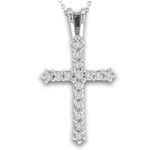 0.16ct Natural Diamond Cross Pendant in 10K White Gold