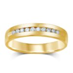 Men's 0.25ct Natural Diamond Slim Single-Row Wedding Band in 14K Yellow Gold