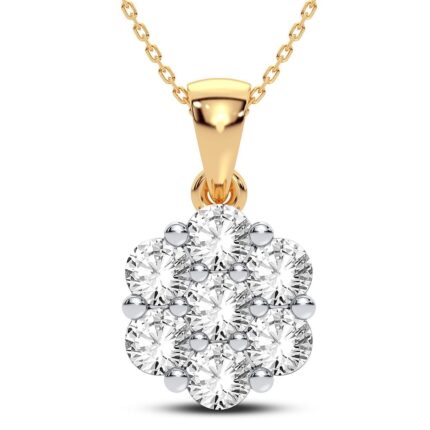 0.75ct Natural Diamond Flower Pendant in 14K Yellow Gold