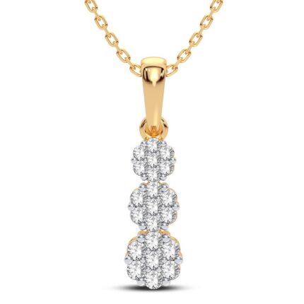 0.50ct Natural Diamond Flower Pendant in 10K Yellow Gold