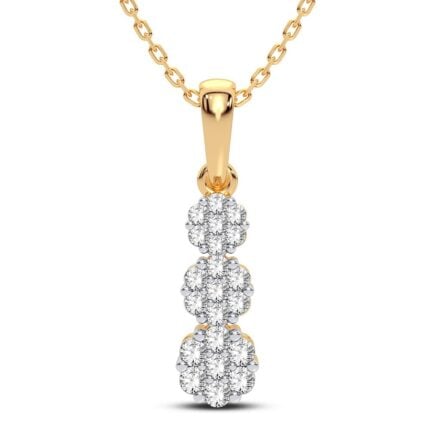 1ct Natural Diamond Flower Pendant in 14K Yellow Gold
